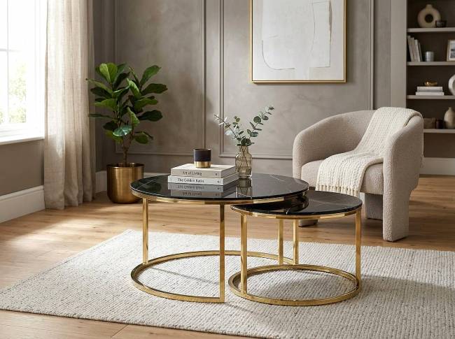 ΣΕΤ ΤΡΑΠΕΖΑΚΙΑ NERO Φ80x45+Φ60x40