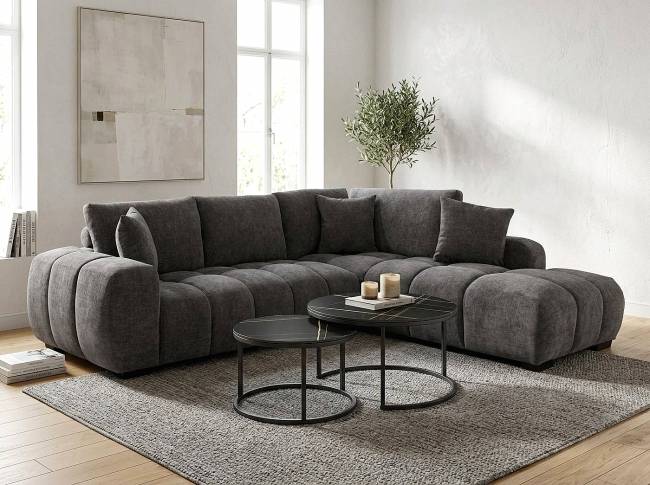 ΓΩΝΙΑΚΟΣ ΚΑΝΑΠΕΣ VENOUS GREY 298X210 ΔΕΞΙΑ ΓΩΝΙΑ