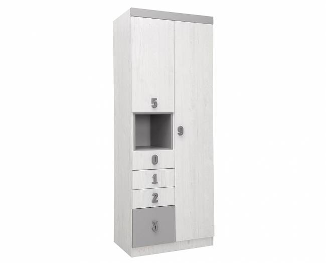 ΕΡΜΑΡΙ NUMERO O2V4F 80x52x218 ΑΣΠΡΟΣ ΔΡΥΣ - ΓΚΡΙΖΟ