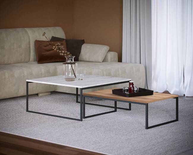 ΤΡΑΠΕΖΑΚΙ VALENCIA 90x60x30 ΜΑΥΡΟ ΜΑΡΜΑΡΟ